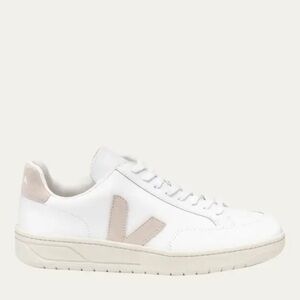 Veja V-12 Bicolor Leather Low-Top Sneakers white and bone. Size 41 EUR.